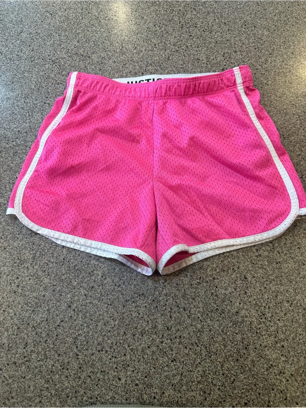 Pink  Athletic Mesh Shorts with White Trim